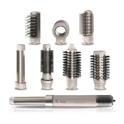 Cecotec Ceramiccare Airglam Spazzola Ad Aria Calda 8 in 1 Rivestiment Ceramico Motore Digitale 3 Velocita' 3 Temperature Champagne