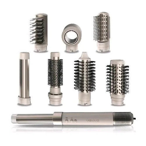 Cecotec Ceramiccare Airglam Spazzola Ad Aria Calda 8 in 1 Rivestiment Ceramico Motore Digitale 3 Velocita' 3 Temperature Champagne