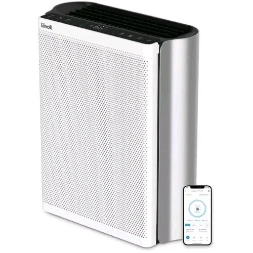 Levoit EL551SA Everestair Purificatore D'aria per Soggetti Allergici, per Ambienti Grandi Monitor della Qualita' Dell'aria a 3 Canali, Wi-Fi, per Animali Domestici, Fumo, Polvere, Polline, Controllo Alexa
