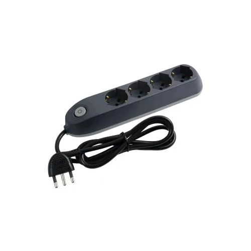 Bticino Poker 4 Multipresa con 4 Prese 2P+T Shucko/Bipasso ITA con Interruttore di Sicurezza Spina Salvaspazio 16A Cavo 1.5 m Grigio