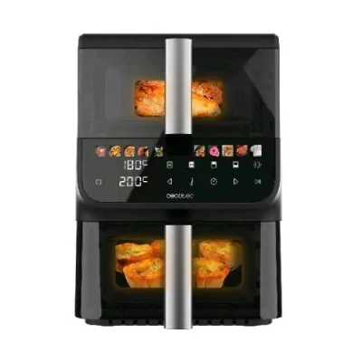 Cecotec Cocofry Duolevel Friggititrice Ad Aria 10 l 2000W Doppio Cestello Verticale con Finestra Funzione Sync Nero