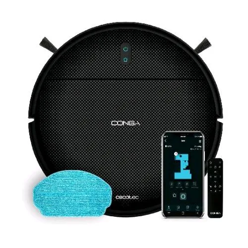 Cecotec Conga 999 Mao Genesis Robot Aspirapolvere Lavapavimenti Tecnologia Itech Smartgyro Controllo con App e Telecomando Nero