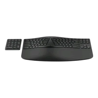 HP 965 Tastiera Ergonomica Wireless Multidispositivo con Tastierino Numerico Separato Bluetooth con Ricevitore USB Nero