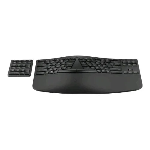 HP 965 Tastiera Ergonomica Wireless Multidispositivo con Tastierino Numerico Separato Bluetooth con Ricevitore USB Nero