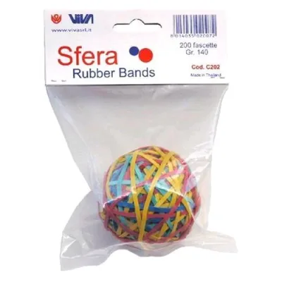 VIVA Elastici Gomma Blister 140 g Sfera a Fettuccia da 5 mm Misure e Colori Assortiti