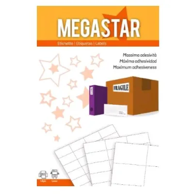 Megastar Conf 1600 Etichette Adesive 99X34 mm Bianco