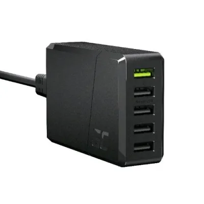 Green Cell CHARGC05 Caricabatterie Chargesource 5XUSB con Ricarica Rapida Ultra Charge e Smart Charge Black