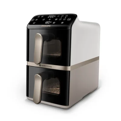 FRIGGITRICE AD ARIA DUALSTACKED 1OL CON FUNZIONE VERTICALE BIANCO CREMA