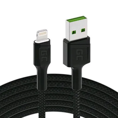 Green Cell Ray LED Cavo USB-A a Lightning Fast Charging 2 m Black