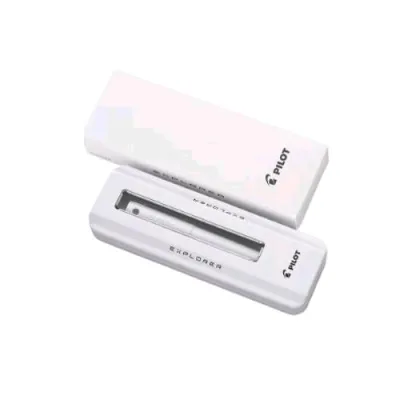 Pilot Explorer Penna Stilografica Fusto Bianco Astuccio in Metallo Inchiostro Blu