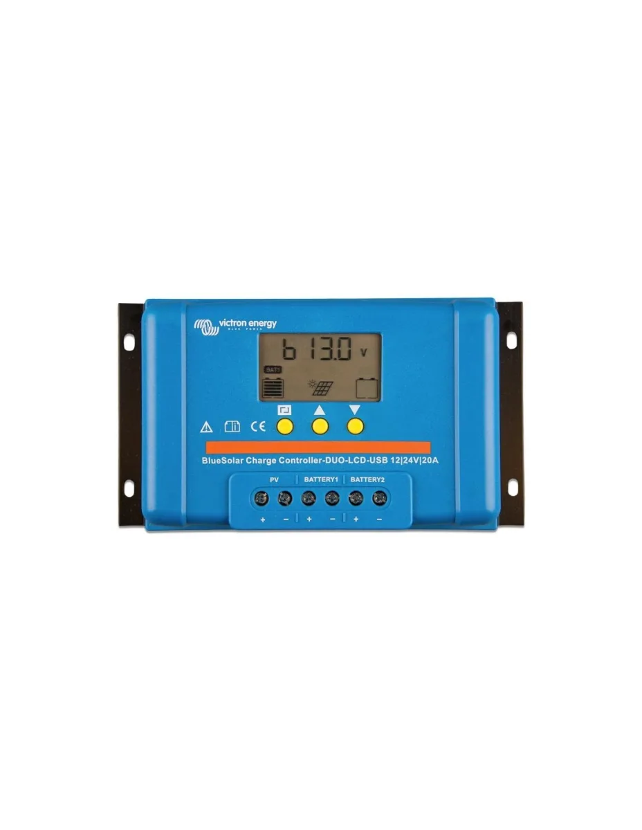 Regolatore di Carica PWM BlueSolar DUO 20A 12/24V Display LCD e USB Victron Energy - SCC010020060