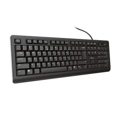 Trust Primo Silent Tastiera USB con Tasti Silenziosi Resistente Ad Acqua e Liquidi Layout Italiano Nero
