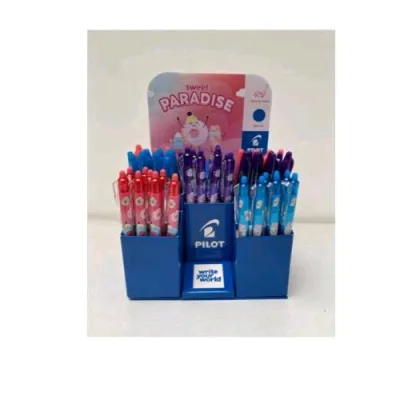 Pilot Frixion Ball Clicker Espositore Penna Cancellabile Tratto 0.7 mm Chiusura a Scatto e con Cappuccio Inchiostro Blu Conf 48 Pz.