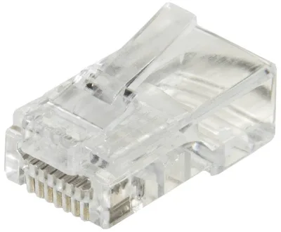 PLUG RJ45 RETE CAT.5E UTP TRASPAREN PASSANTE CONF. 100PCS