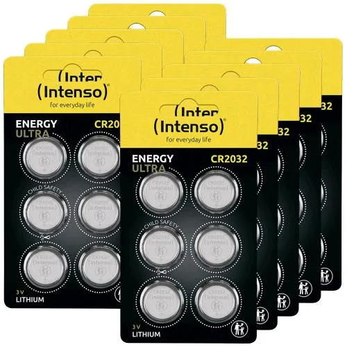 Intenso Energy Ultra CR2032 Batterie a Bottone al Litio in Blister da 6 Pz. x 10 Blister Totale 60 Pz.