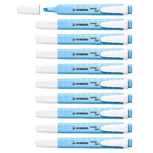 Stabilo Swing Cool Pastel Evidenziatore Punta a Scalpello 1/4 mm Azzurro Cielo Conf 10 Pz.