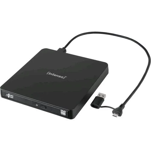 Intenso Eod 400D Slim Lettore Masterizzatore CD/DVD Esterno DVD Super Multi DL USB-A e USB-C 3.2 Nero
