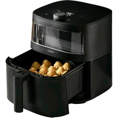 Haier HAF5TWA 011 Friggitrice Ad Aria 2000W 7 l 9 Programmi Finestra in Vetro Doppio Vassoio Nero