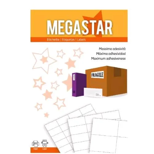 Megastar Conf 4800 Etichette Adesive 52X23,5 mm Bianco