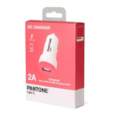 Pantone Car Charger USB Caricabatterie da Auto 12/24V Output 2.1A Pink