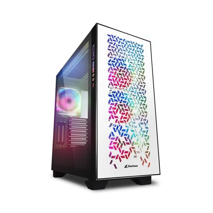 Sharkoon Elite Shark CA300H Case per PC Gaming ATX Finestra Laterale Vetro Temperato 2XUSB3.0 4XVENTOLE RGB 120mm White