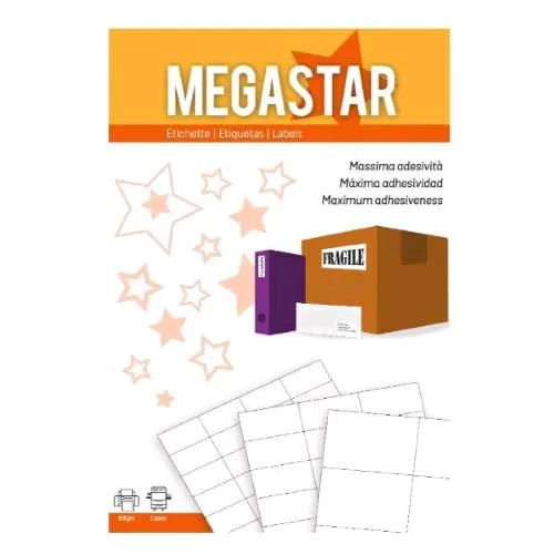 Megastar Conf 6500 Etichette Adesive 38X21 mm Bianco