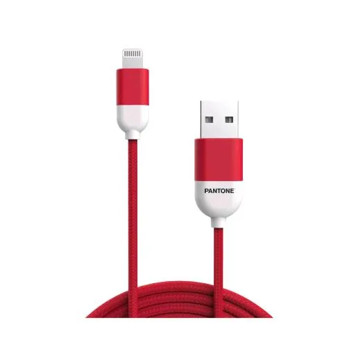 Pantone Cavo Adattatore di Ricarica da USB-A a Lightning 12 W 2A 1.5 m Bianco/Rosso