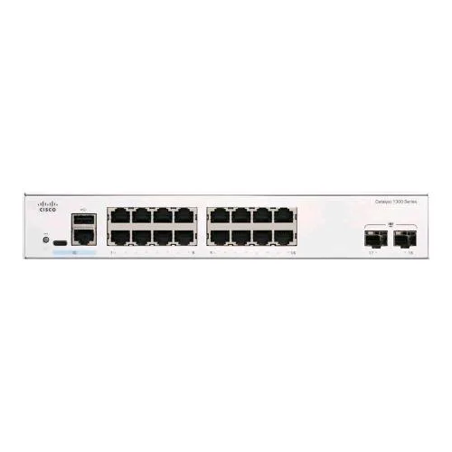 Cisco CATALYST 1300-16T-2G SWITCH GESTITO L3 - 16 x 10/100/1000Base-T + 2 x Gigabit Ethernet SFP MONTABILE SU RACK BIANCO