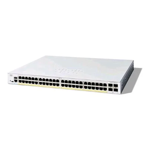 Cisco Catalyst 1300-48FP-4G Switch Gestito L3 -48 x 10/100/1000 (POE+) + 4 x Gigabit SFP - POE+ (740 W) Montabile su Rack Bianco