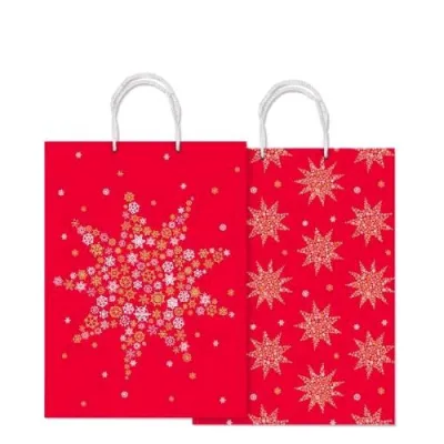 Saul Sadoch Rex Shopper in Carta con Manico in Cotone 40 x 30 cm Rosso Conf 10 Pz.
