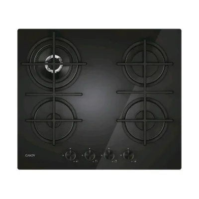 Candy CVG6BR4WTB Piano Cottura a Gas 4 Fuochi 60 cm Piano in Vetro Nero
