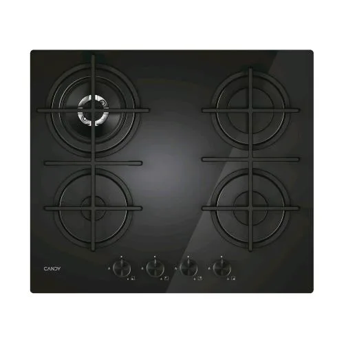 Candy CVG6BR4WTB Piano Cottura a Gas 4 Fuochi 60 cm Piano in Vetro Nero