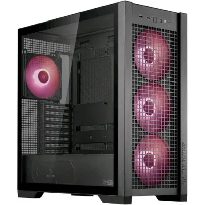 ASUS Tuf Gaming GT302 TG ARGB Black Case Gaming e-ATX Mid Tower Pannelli Laterali Intercambiabili Mesh Vetro Temperato 4 Ventole ARGB Preinstallate da 140 x 28mm Nero