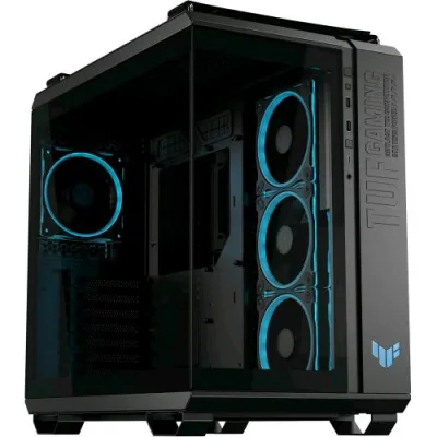 ASUS Tuf Gaming GT502 Horizon TG ARGB Black Chassis a Doppia Camera con Design Panoramico e Pannello in Vetro, 4 Ventole ARGB Preinstallate, Porta USB-C Ad Alta Velocita' Nero