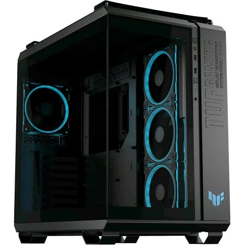 ASUS Tuf Gaming GT502 Horizon TG ARGB Black Chassis a Doppia Camera con Design Panoramico e Pannello in Vetro, 4 Ventole ARGB Preinstallate, Porta USB-C Ad Alta Velocita' Nero