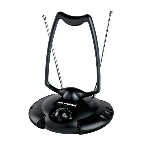 Meliconi At 380 Antenna TV Amplificata per Interni Digitale USB Ricezione Segnale DVB-T DVB-T HD DVB-T2 Hevc Radio Dab+ Black