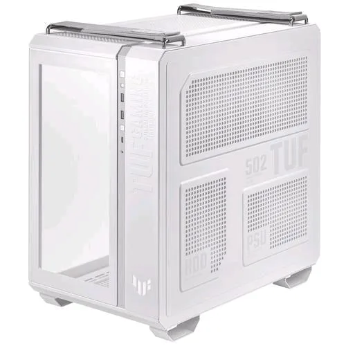 ASUS Tuf Gaming GT502 Plus TG ARGB White Case per PC Gaming Mid ATX Doppia Camera Pannelli Laterali Senza Attrezzi USB 3.2 GEN2 Type-C 4 Ventole ARGB Preinstallate Bianco