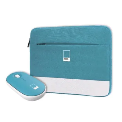 Pantone Kit Custodia per Notebook fino a 16" + Mouse Wireless Click Silenzioso Dpi Regolabili Light Blue