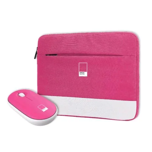 Pantone Kit Custodia per Notebook fino a 16" + Mouse Wireless Click Silenzioso Dpi Regolabili Pink