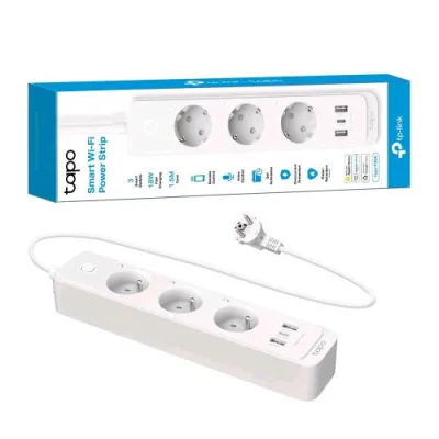 Tp-Link Tapo P300 Multipresa Smart Wi-Fi - Gestisci Separatamente le 3 Prese Intelligenti Tramite App Tapo o Comandi Vocali Caricatore USB Integrato Bianco