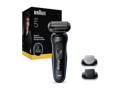 Braun 52-B1650S Rasoio Elettrico Ricaricabile Serie 5 Wet DRY 3 Lame Flessibili 2 Modalita' di Rasatura Nero Blu