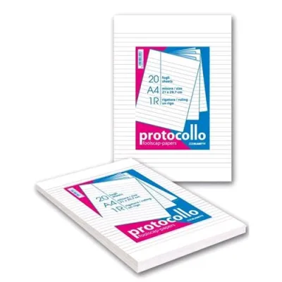 Blasetti Fogli Protocollo A4 Rigatura 1R 60g a Righe Conf. 20 Fogli