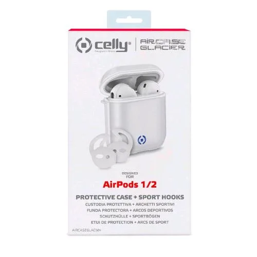 Celly AirPods 1/2 Glacier Custodia Protetiva Piu Archetti Sportivi per AirPods Bianco