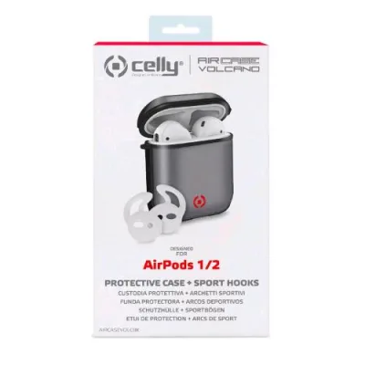 Celly AirPods 1/2 Glacier Custodia Protetiva Piu Archetti Sportivi per AirPods Nero