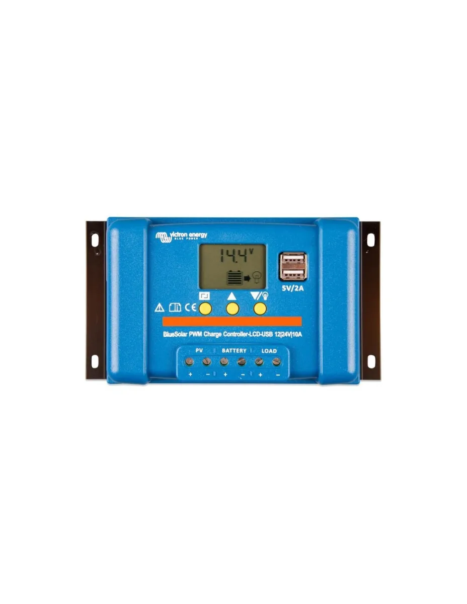 Regolatore di Carica PWM BlueSolar 10A 12/24V Display LCD e USB Victron Energy - SCC010010050