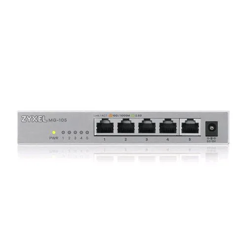 Zyxel XMG-105-ZZ0101F Switch Non Gestito 5 Porte 2.5G Ethernet (100/1000/2500) 1 Porta 10GBE SFP Desktop Grigio