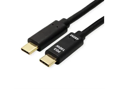 CAVO USB 2.0 C-C 3MT M/M BK 100W CONTATTI DORATI PD 20V/5A