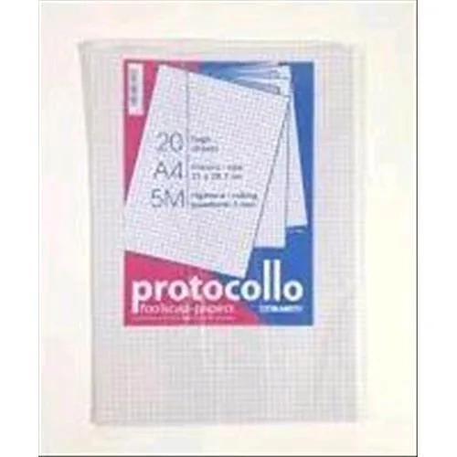 Blasetti Fogli Protocollo A4 Rigatura 5M a Quadretti 60g Conf 20 Fogli
