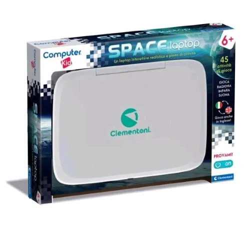 Clementoni Computer Kid Space Laptop Educativo Parlante 45 Attivita' Interattive Gioco Elettronico per Imparare Lettere Numer e Parole