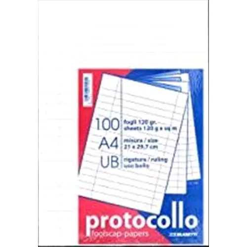 Blasetti Fogli Protocollo A4 Rigatura Ub 120g Conf 100 Fogli